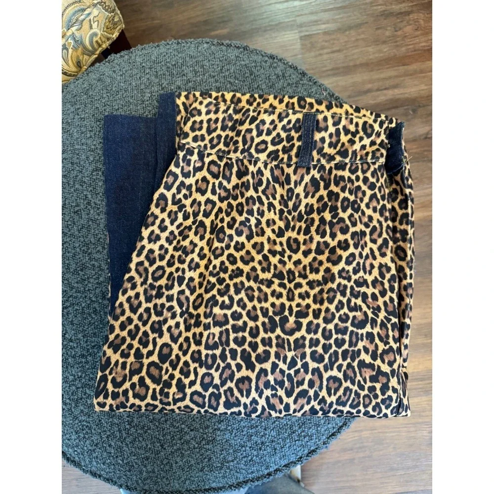 G.D.S. Goddess Leopard Print Shirt & Particulars Denim Back Skirt Set 2X 20